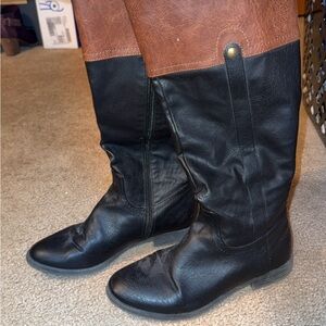 Black and Brown Knee-High Boots